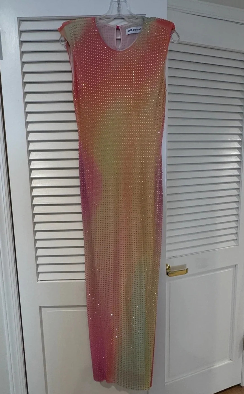 Self-Portrait Mesh Rhinestone Midi Dress - Picture 2 of 6